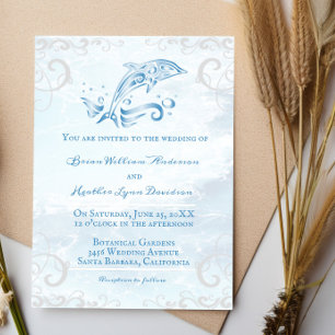 Faire-part de mariage bleu dauphin