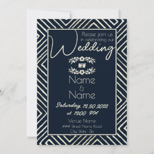 Faire-part de mariage bleu de la marine africaine