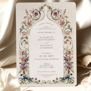 Faire-part de mariage bleu de la marine de Bourgog