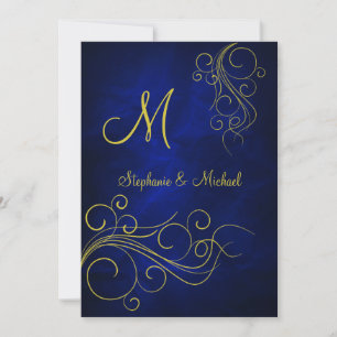 Faire-part de mariage bleu élégant de monogramme