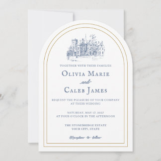 Faire-part de mariage bleu et blanc de The Estate