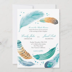 Faire-part de mariage bleu et Brown