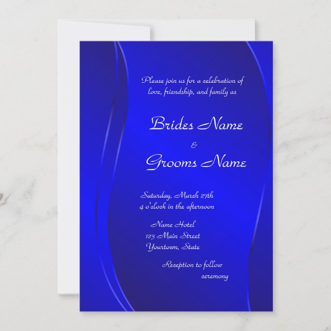 Faire-part de mariage bleu-foncé (Devant)
