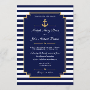 Faire-part de mariage bleu foncé marine élégant