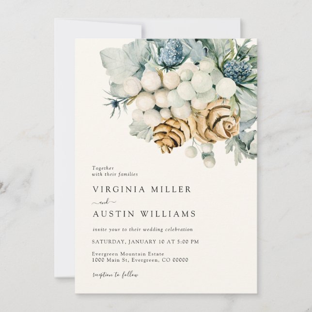 Faire-part de mariage bleu foncé moderne (Devant)