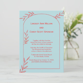 Faire-part de mariage bleu glacé côtier | Accent d