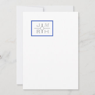 Faire-part de mariage bleu Grille moderne
