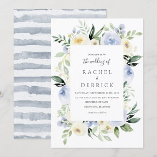 Faire-part de mariage bleu ivoire et Dusty