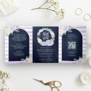 Faire-part de mariage bleu marine avec code QR Ros