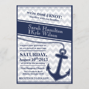 faire-part de mariage bleu marine du chevron