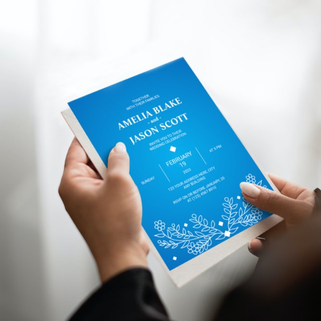 Faire-part de mariage bleu minimaliste élégant (Créateur téléchargé)