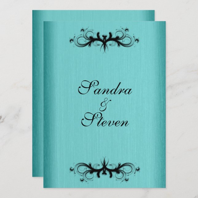 Faire-part de mariage bleu turquoise (Devant / Derrière)