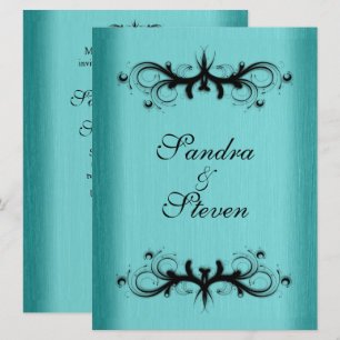 Faire-part de mariage bleu turquoise