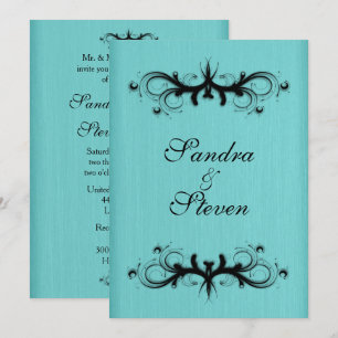 Faire-part de mariage bleu turquoise 5 po x 7 po