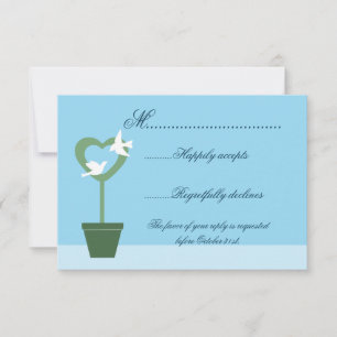 Faire-part de mariage bleue RSVP avec des colombes