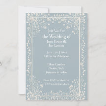 Faire-part de mariage bleue victorienne