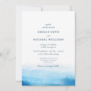 Faire-part de mariage Blue Ocean Watercolor