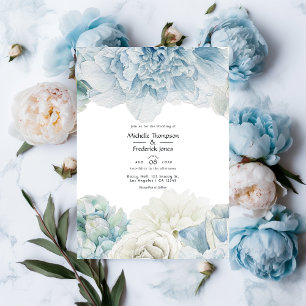 Faire-part de mariage Blue Peonies