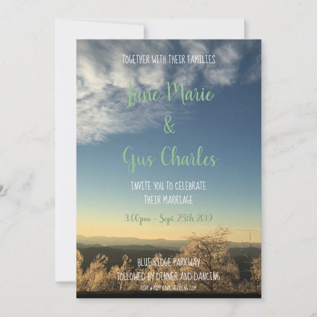 Faire-part de mariage Blue Ridge (Devant)
