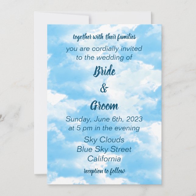 Faire-part de mariage Blue Sky Clouds (Devant)