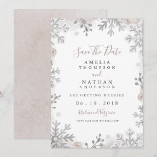 Faire-part de mariage Blush Flocon de neige d'hive