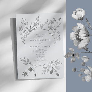 Faire-part de mariage Bohème Argent Bleu