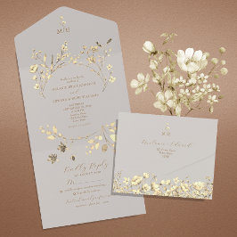 Faire-part de mariage Bohème Automne tout-en-un