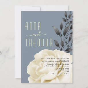 Faire-Part de Mariage Bohème Bleu Poussiéreux