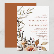 Faire-part de mariage bohème d'automne 