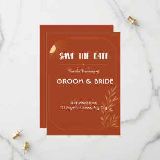 Faire-part de mariage bohème en terre cuite
