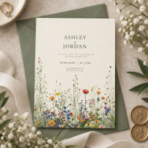 Faire-part de mariage Bohème Fleur des champs Crèm