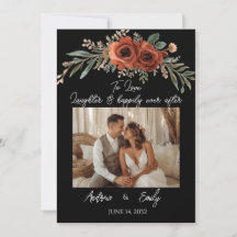Faire-part de mariage bohème floral en terre cuite