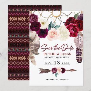 Faire-part de mariage Boho Dreamcatcher Save The D