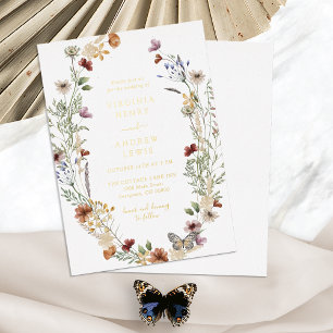 Faire-part de mariage Boho Gold en feuille d'or