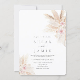 Faire-part de mariage Boho Pampas Rose