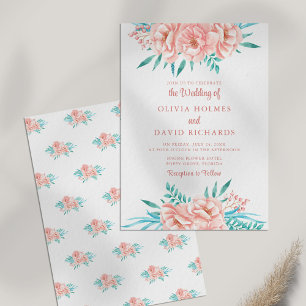 Faire-part de mariage Boho Peach et floral Tosca