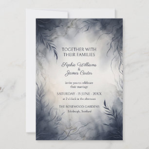 Faire-part de mariage bois brumeux bleu