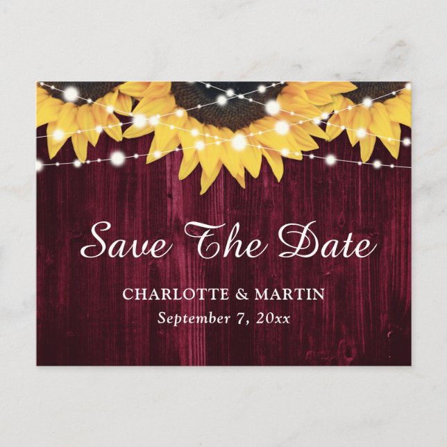 Faire-part de mariage Bois de Tournesol Bourgogne (Devant)