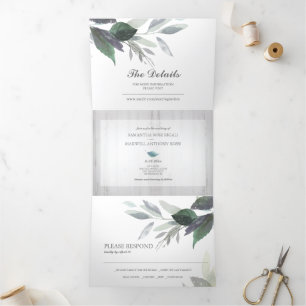 Faire-Part de Mariage Bois Rustique et Feuillage T