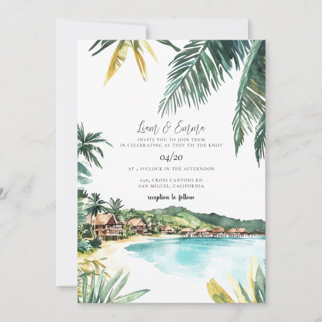 Faire-part de mariage Bora Bora Tahiti (Devant)