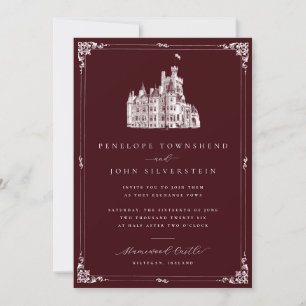 Faire-part de mariage bordeaux Château Illustratio