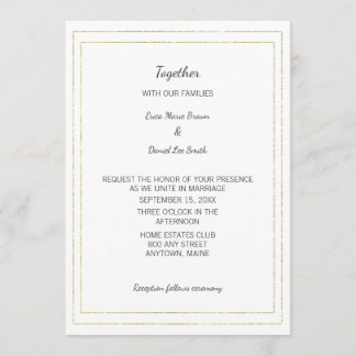 Faire-part de mariage bordure or simple