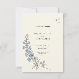 Faire-part de mariage botanique à fleur sauvage bl