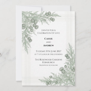 Faire-part de mariage botanique à motif de chardon