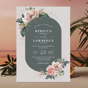 Faire-part de mariage botanique au ton sauge simpl