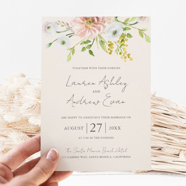 Faire-part de mariage Botanique Beige Boho fleur s (Créateur téléchargé)