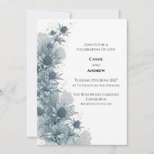 Faire-part de mariage botanique Blue Thistle