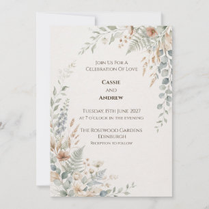 Faire-part de mariage botanique Corail Bleu