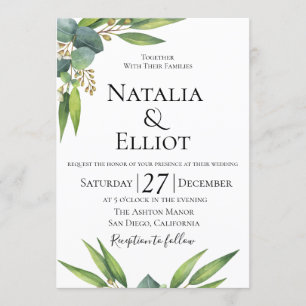 Faire-part de mariage botanique d'eucalyptus