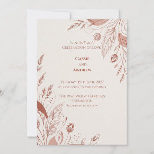 Faire-part de mariage botanique en terre cuite